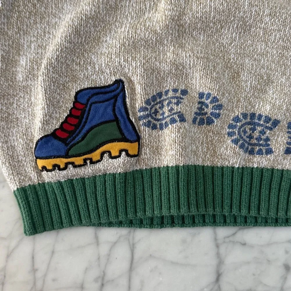 Vintage Gymboree Sneaker Colorblock Ribbed Knit Sweater Sz XS 2T Rainbow Tag